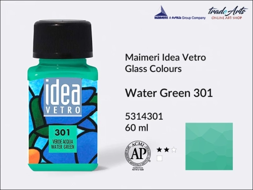 Maimeri Idea Vetro farba do szkła Water Green 301, Idea Vetro farby do zdobienia na szkle, Idea Vetro farby do witraży na szkle, farby do szkła, farby do malowania na szkle, Idea Vetro, witraże, zdobienie, szkło, malowanie,