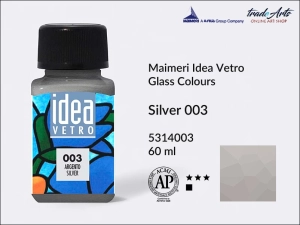 Farba metaliczna do zdobienia szkła Maimeri Idea Vetro, kolor: Silver 003, but. 60 ml