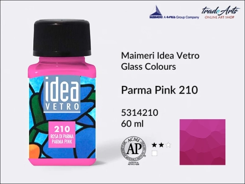 Maimeri Idea Vetro farba do szkła Parma Pink 210, Idea Vetro farby do zdobienia na szkle, Idea Vetro farby do witraży na szkle, farby do szkła, farby do malowania na szkle, Idea Vetro, witraże, zdobienie, szkło, malowanie,