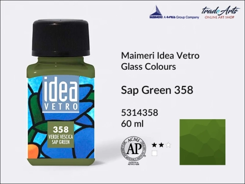 Maimeri Idea Vetro farba do szkła Sap Green 358, Idea Vetro farby do zdobienia na szkle, Idea Vetro farby do witraży na szkle, farby do szkła, farby do malowania na szkle, Idea Vetro, witraże, zdobienie, szkło, malowanie,