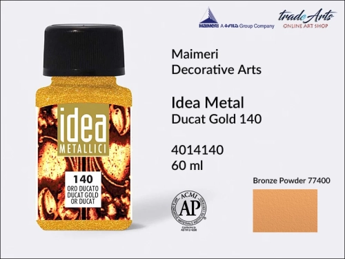 Maimeri Idea Metal płynna farba metaliczna Ducat Gold 140 opak. 60 ml,  Maimeri Idea Metal  płynne farby metaliczne 60 ml, Maimeri Idea Metal liquid metallic colours 60 ml,  farby metaliczne w płynie, metal,