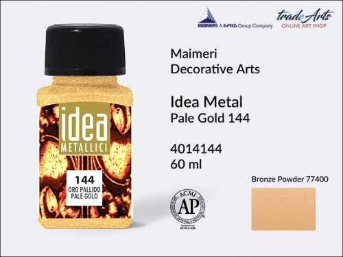 Maimeri Idea Metal płynna farba metaliczna Pale Gold 144 opak. 60 ml,  Maimeri Idea Metal  płynne farby metaliczne 60 ml, Maimeri Idea Metal liquid metallic colours 60 ml,  farby metaliczne w płynie, metal,