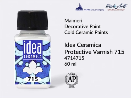 Maimeri  Idea Ceramica werniks ochronny Protective Varnish 715, werniks ochronny 715 do farb Idea Ceramica, zdobienie ceramiki na zimno Maimeri Idea Ceramica, Maimeri Idea Ceramica Protective Varnish 715  60 ml,