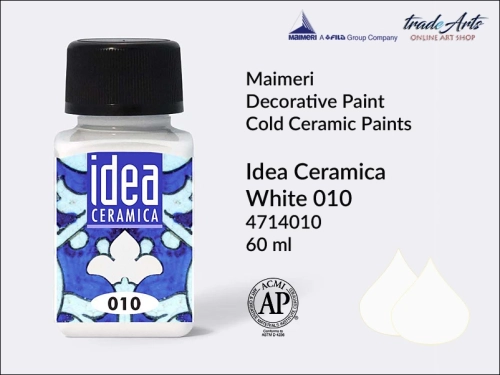 Farba do ceramiki na zimno White 010 Idea Ceramica, Maimeri Idea Ceramica zdobienie ceramiki na zimno, Maimeri Idea Ceramica Cold Ceramic Paint White 010, zdobienie ceramiki na zimno, farby do ceramiki, Idea Ceramica,