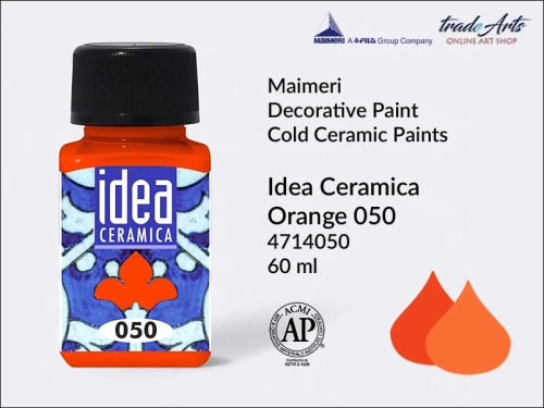 Farba do ceramiki na zimno Orange 050 Idea Ceramica, Maimeri Idea Ceramica zdobienie ceramiki na zimno, Maimeri Idea Ceramica Cold Ceramic Paint Orange 050, zdobienie ceramiki na zimno, farby do ceramiki, Idea Ceramica,