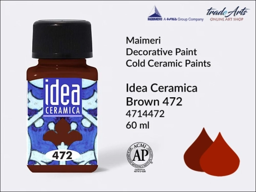 Farba do ceramiki na zimno Brown 472 Idea Ceramica, Maimeri Idea Ceramica zdobienie ceramiki na zimno, Maimeri Idea Ceramica Cold Ceramic Paint Brown 472, zdobienie ceramiki na zimno, farby do ceramiki, Idea Ceramica,