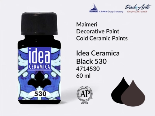 Farba do ceramiki na zimno Black 530 Idea Ceramica, Maimeri Idea Ceramica zdobienie ceramiki na zimno, Maimeri Idea Ceramica Cold Ceramic Paint Black 530, zdobienie ceramiki na zimno, farby do ceramiki, Idea Ceramica,