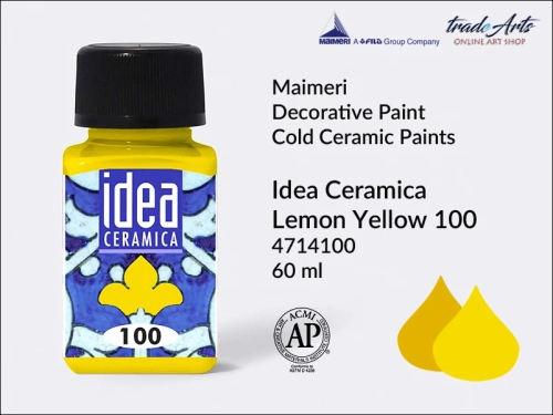 Farba do ceramiki na zimno Lemon Yellow 100 Idea Ceramica, Maimeri Idea Ceramica zdobienie ceramiki na zimno, Maimeri Idea Ceramica Cold Ceramic Paint Lemon Yellow 100, zdobienie ceramiki na zimno, farby do ceramiki, Idea Ceramica,