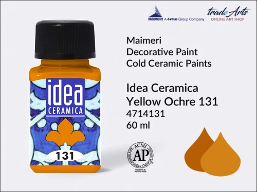 Farba do ceramiki na zimno Yellow Ochre 131 Idea Ceramica, Maimeri Idea Ceramica zdobienie ceramiki na zimno, Maimeri Idea Ceramica Cold Ceramic Paint Yellow Ochre 131, zdobienie ceramiki na zimno, farby do ceramiki, Idea Ceramica,