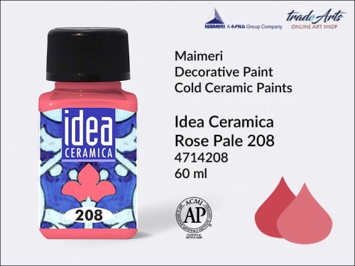 Farba do ceramiki na zimno Rose Pale 208 Idea Ceramica, Maimeri Idea Ceramica zdobienie ceramiki na zimno, Maimeri Idea Ceramica Cold Ceramic Paint Rose Pale 208, zdobienie ceramiki na zimno, farby do ceramiki, Idea Ceramica,