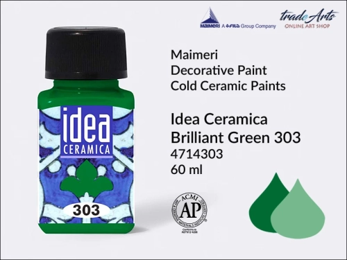 Farba do ceramiki na zimno Brilliant Green 303 Idea Ceramica, Maimeri Idea Ceramica zdobienie ceramiki na zimno, Maimeri Idea Ceramica Cold Ceramic Paint Brilliant Green 303, zdobienie ceramiki na zimno, farby do ceramiki, Idea Ceramica,