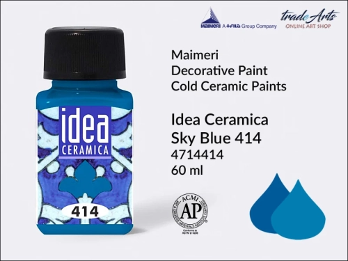 Farba do ceramiki na zimno Sky Blue 414 Idea Ceramica, Maimeri Idea Ceramica zdobienie ceramiki na zimno, Maimeri Idea Ceramica Cold Ceramic Paint Sky Blue 414, zdobienie ceramiki na zimno, farby do ceramiki, Idea Ceramica,