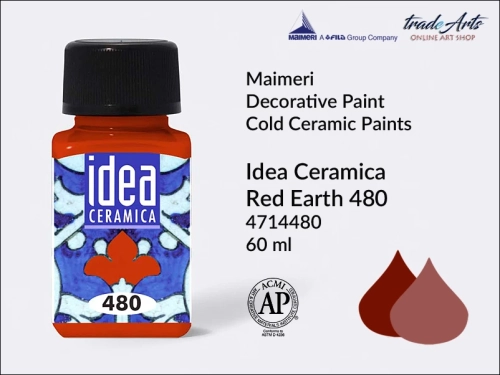 Farba do ceramiki na zimno Red Earth 480 Idea Ceramica, Maimeri Idea Ceramica zdobienie ceramiki na zimno, Maimeri Idea Ceramica Cold Ceramic Paint Red Earth 480, zdobienie ceramiki na zimno, farby do ceramiki, Idea Ceramica,