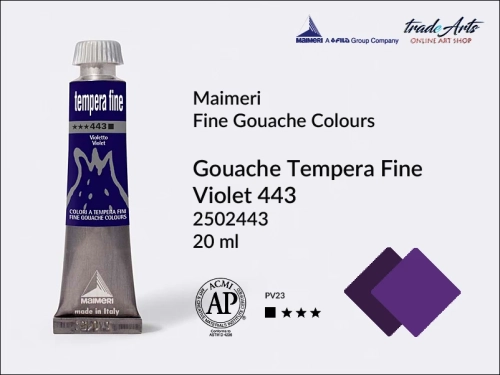 Farba gwaszowa Violet 443 Maimeri Tempera Fine,  Maimeri Tempera Fine farba gwaszowa Violet 443, farby temperowe Maimeri, farby gwaszowe Maimeri, gwasze, tempery, Maimeri Tempera Fine,