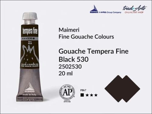 Farba gwaszowa Black 530 Maimeri Tempera Fine,  Maimeri Tempera Fine farba gwaszowa Black 530, farby temperowe Maimeri, farby gwaszowe Maimeri, gwasze, tempery, Maimeri Tempera Fine,