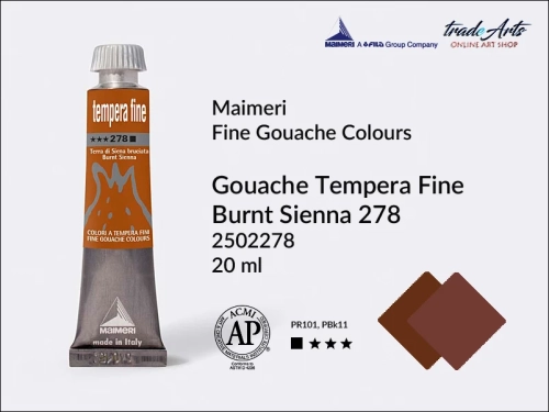 Farba gwaszowa Burnt Sienna 278 Maimeri Tempera Fine,  Maimeri Tempera Fine farba gwaszowa Burnt Sienna 278, farby temperowe Maimeri, farby gwaszowe Maimeri, gwasze, tempery, Maimeri Tempera Fine,