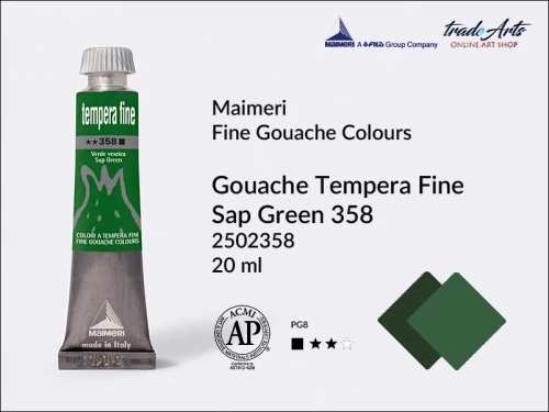 Farba gwaszowa Sap Green 358 Maimeri Tempera Fine,  Maimeri Tempera Fine farba gwaszowa Sap Green 358, farby temperowe Maimeri, farby gwaszowe Maimeri, gwasze, tempery, Maimeri Tempera Fine,