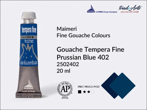 Farba gwaszowa Prussian Blue 402 Maimeri Tempera Fine,  Maimeri Tempera Fine farba gwaszowa Prussian Blue 402, farby temperowe Maimeri, farby gwaszowe Maimeri, gwasze, tempery, Maimeri Tempera Fine,