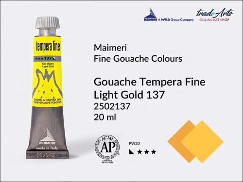 Farba gwaszowa Light Gold 137 Maimeri Tempera Fine,  Maimeri Tempera Fine farba gwaszowa Light Gold 137, farby temperowe Maimeri, farby gwaszowe Maimeri, gwasze, tempery, Maimeri Tempera Fine,