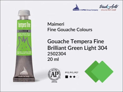 Farba gwaszowa Brilliant Green Light 304 Maimeri Tempera Fine,  Maimeri Tempera Fine farba gwaszowa Brilliant Green Light 304, farby temperowe Maimeri, farby gwaszowe Maimeri, gwasze, tempery, Maimeri Tempera Fine,