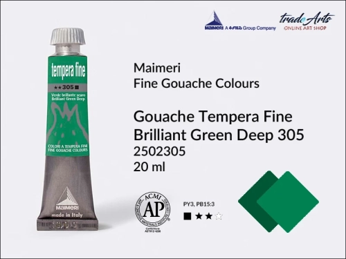 Farba gwaszowa Brilliant Green Deep 305 Maimeri Tempera Fine,  Maimeri Tempera Fine farba gwaszowa Brilliant Green Deep 305, farby temperowe Maimeri, farby gwaszowe Maimeri, gwasze, tempery, Maimeri Tempera Fine,