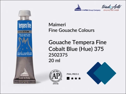 Farba gwaszowa Cobalt Blue Hue 375 Maimeri Tempera Fine,  Maimeri Tempera Fine farba gwaszowa Cobalt Blue Hue 375, farby temperowe Maimeri, farby gwaszowe Maimeri, gwasze, tempery, Maimeri Tempera Fine,