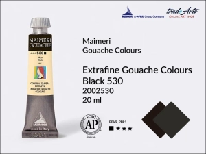 Farba gwaszowa Maimeri Gouache Extrafine, kolor: Black 530, tuba 20 ml 