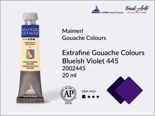 Maimeri Gouache Extrafine farba gwaszowa Blueish Violet 445 tuba 20 ml,  farby gwaszowe Maimeri Gouache Extrafine w tubach 20 ml, gwasze Gouache Extrafine, farby gwaszowe, gwasze, farba gwaszowa Maimeri Gouache Extrafine kolor Blueish Violet 445,