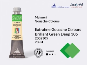 Farba gwaszowa Maimeri Gouache Extrafine, kolor: Brilliant Green Deep 305, tuba 20 ml 