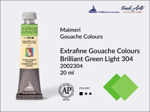 Farba gwaszowa Maimeri Gouache Extrafine, kolor: Brilliant Green Light 304, tuba 20 ml 