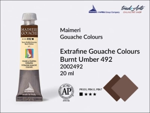 Farba gwaszowa Maimeri Gouache Extrafine, kolor: Burnt Umber 492, tuba 20 ml 