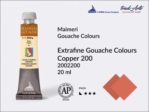 Maimeri Gouache Extrafine farba gwaszowa Copper 200 tuba 20 ml,  farby gwaszowe Maimeri Gouache Extrafine, gwasze Gouache Extrafine, farby gwaszowe, gwasze, farba gwaszowa Maimeri Gouache Extrafine kolor Copper 200,