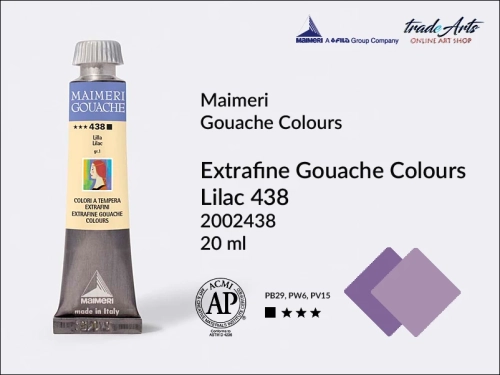 Maimeri Gouache Extrafine farba gwaszowa Lilac 438 tuba 20 ml,  farby gwaszowe Maimeri Gouache Extrafine, gwasze Gouache Extrafine, farby gwaszowe, gwasze, farba gwaszowa Maimeri Gouache Extrafine kolor Lilac 438,
