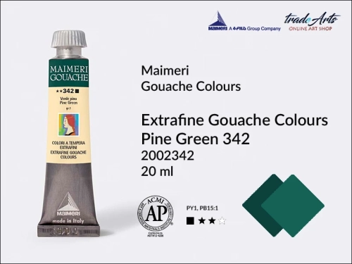 Maimeri Gouache Extrafine farba gwaszowa Pine Green 342 tuba 20 ml,  farby gwaszowe Maimeri Gouache Extrafine, gwasze Gouache Extrafine, farby gwaszowe, gwasze, farba gwaszowa Maimeri Gouache Extrafine kolor Pine Green 342,