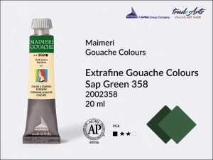 Farba gwaszowa Maimeri Gouache Extrafine, kolor: Sap Green 358, tuba 20 ml 