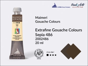 Farba gwaszowa Maimeri Gouache Extrafine, kolor: Sepia 486, tuba 20 ml 
