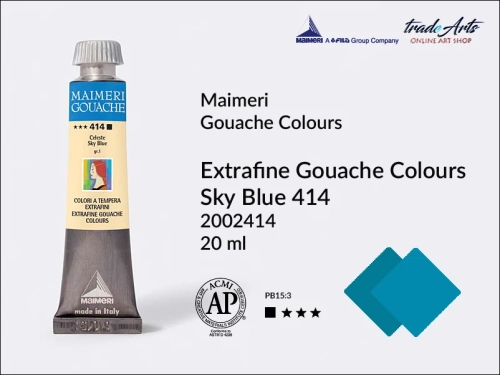 Maimeri Gouache Extrafine farba gwaszowa Sky Blue 414  tuba 20 ml,  farby gwaszowe Maimeri Gouache Extrafine, gwasze Gouache Extrafine, farby gwaszowe, gwasze, farba gwaszowa Maimeri Gouache Extrafine kolor Sky Blue 414,
