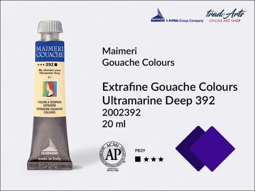 Maimeri Gouache Extrafine farba gwaszowa Ultramarine Deep 392  tuba 20 ml,  farby gwaszowe Maimeri Gouache Extrafine, gwasze Gouache Extrafine, farby gwaszowe, gwasze, farba gwaszowa Maimeri Gouache Extrafine kolor Solferino Lake 184,