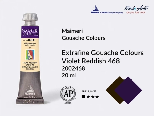 Maimeri Gouache Extrafine farba gwaszowa Violet Reddish 468 tuba 20 ml,  farby gwaszowe Maimeri Gouache Extrafine, gwasze Gouache Extrafine, farby gwaszowe, gwasze, farba gwaszowa Maimeri Gouache Extrafine kolor Violet Reddish 468,