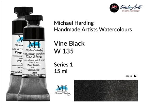 Michael Harding Professional Watercolours Vine Black W 135 tuba 15 ml, farba akwarelowa Vine Black W 135 Michael Harding, farby akwarelowe w tubach Michael Harding, akwarele Michael Harding, farba, farba akwarelowa,