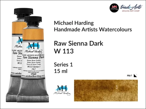 Michael Harding Professional Watercolours Raw Sienna Dark W 113 tuba 15 ml, farba akwarelowa Raw Sienna Dark W 113   Michael Harding, farby akwarelowe w tubach Michael Harding, akwarele Michael Harding, farba, farba akwarelowa,