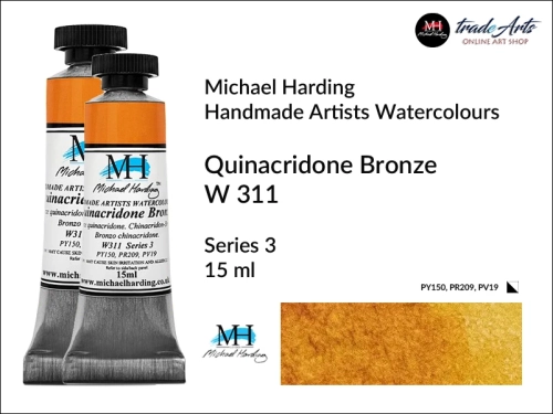 Michael Harding Professional Watercolours Quinacridone Bronze W 311 tuba 15 ml, farba akwarelowa Quinacridone Bronze W 311  Michael Harding, farby akwarelowe w tubach Michael Harding, akwarele Michael Harding, farba, farba akwarelowa,
