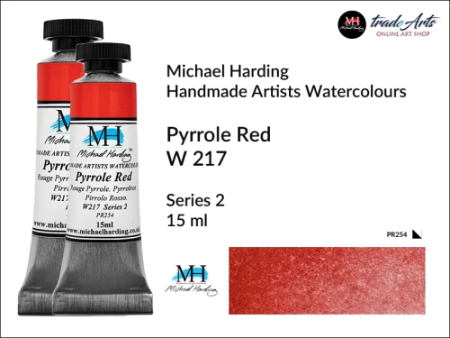 Michael Harding Professional Watercolours Pyrrole Red W 217 tuba 15 ml, farba akwarelowa Pyrrole Red W 217 Michael Harding, farby akwarelowe w tubach Michael Harding, akwarele Michael Harding, farba, farba akwarelowa,