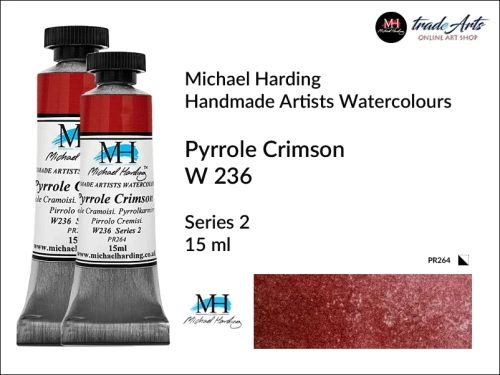Michael Harding Professional Watercolours Pyrrole Crimson W 236 tuba 15 ml, farba akwarelowa Pyrrole Crimson W 236 Michael Harding, farby akwarelowe w tubach Michael Harding, akwarele Michael Harding, farba, farba akwarelowa,