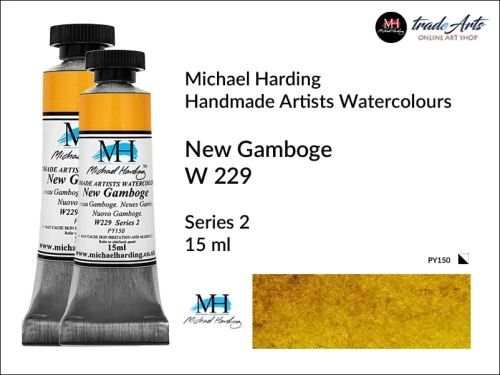 Michael Harding Professional Watercolours New Gamboge W 229 tuba 15 ml, farba akwarelowa New Gamboge W 229 Michael Harding, farby akwarelowe w tubach Michael Harding, akwarele Michael Harding, farba, farba akwarelowa,
