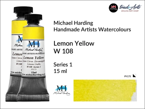 Michael Harding Professional Watercolours lapis Lemon Yellow W 108 tuba 15 ml, farba akwarelowa Lemon Yellow W 108 Michael Harding, farby akwarelowe w tubach Michael Harding, akwarele Michael Harding, farba, farba akwarelowa,