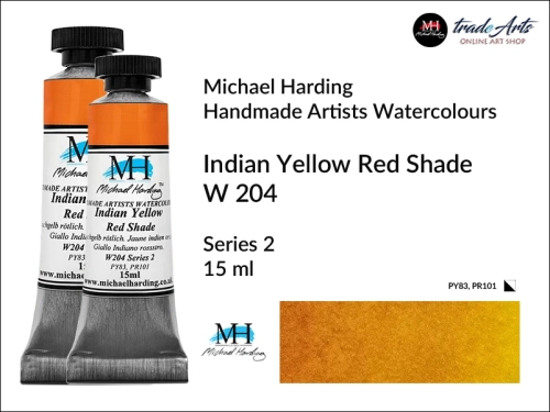Michael Harding Professional Watercolours Indian Yellow Red Shade W 204 tuba 15 ml, farba akwarelowa Indian Yellow Red Shade W 204 Michael Harding, farby akwarelowe w tubach Michael Harding, akwarele Michael Harding, farba, farba akwarelowa,