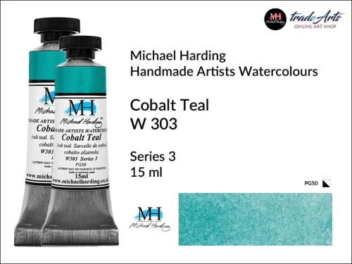 Michael Harding Artists Watercolours Cobalt Teal W 303 tuba 15 ml, farba akwarelowa Cobalt Teal W 303 Michael Harding, farby akwarelowe w tubach Michael Harding, akwarele Michael Harding, farba, farba akwarelowa,