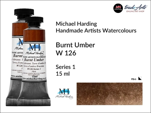 Michael Harding Artists Watercolours Burnt Umber W 126 tuba 15 ml, farba akwarelowa Burnt Umber W 126 Michael Harding, farby akwarelowe w tubach Michael Harding, akwarele Michael Harding, farba, farba akwarelowa,