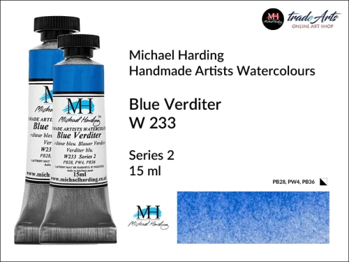 Michael Harding Artists Watercolours Blue Verditer 233 tuba 15 ml, farba akwarelowa Blue Verditer 233 Michael Harding, farby akwarelowe w tubach Michael Harding, akwarele Michael Harding, farba, farba akwarelowa,
